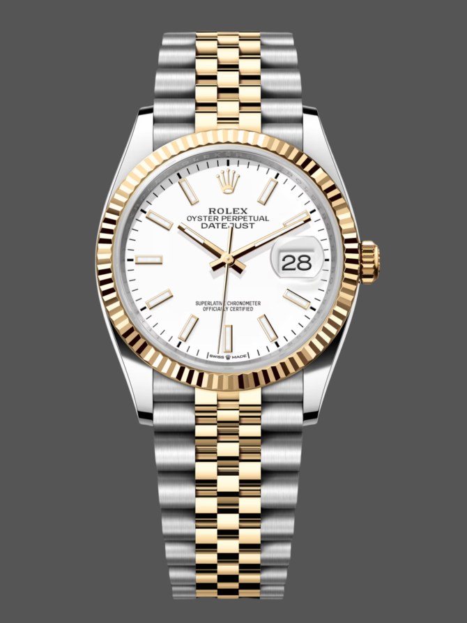 8562119 White Index Dial Fluted Bezel 36MM Unisex Replica Watch