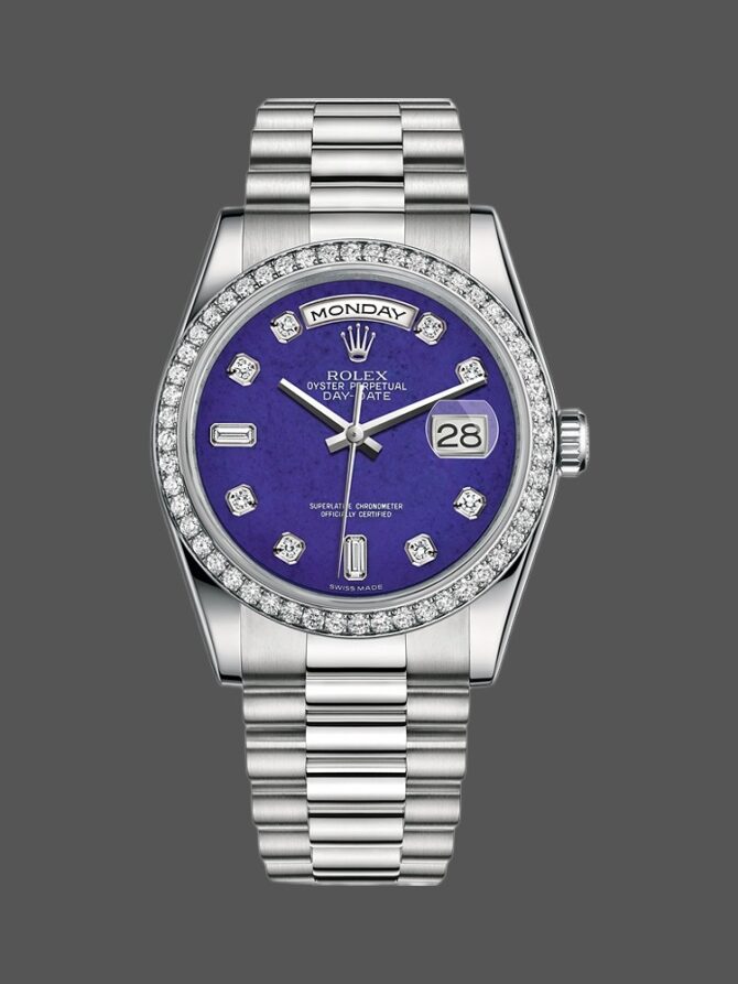 Replica Rolex Day Date 118346 Lapis Lazuli Blue Dial 36mm Unisex Watch
