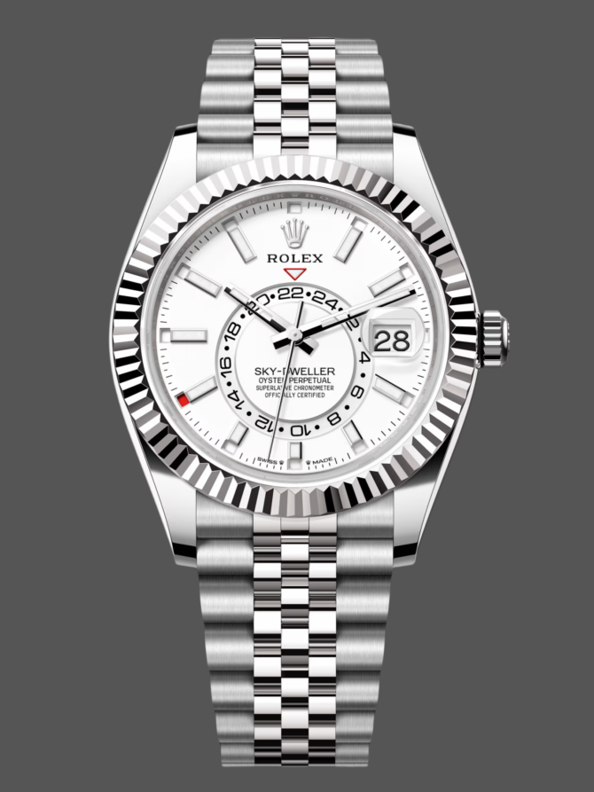 Rolex Sky Dweller 42 White Dial Fluted Bezel M336934 0004 Men's Watch