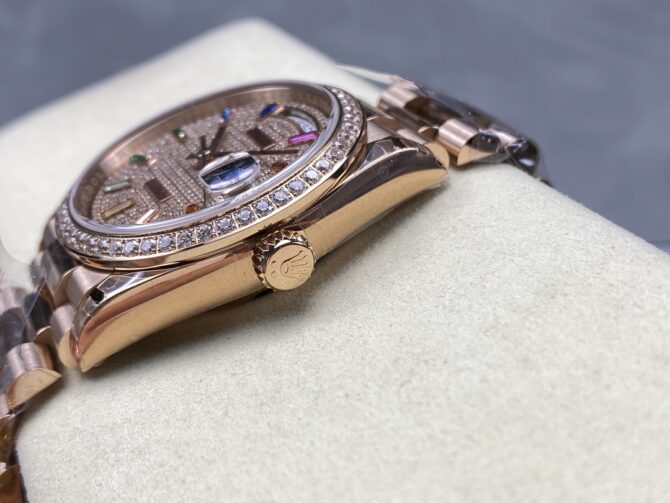 Replica Rolex Day Date 36mm 128345RBR 0042 Diamond Paved Dial President Watch