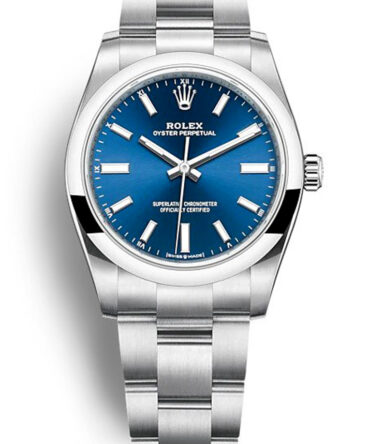 Replica Rolex Oyster Perpetual Lady 34mm Blue Dial 124200