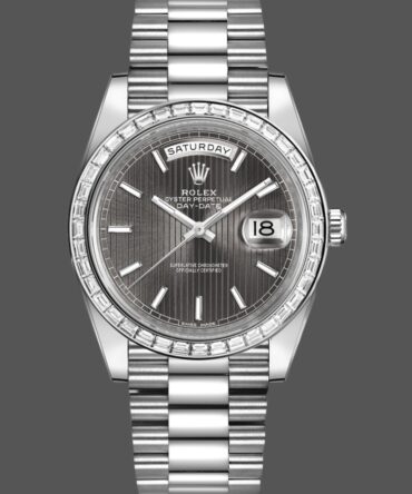 Replica Rolex Day-Date 228396TBR Dark Rhodium Grey Dial Diamond Bezel 40mm Mens Watch