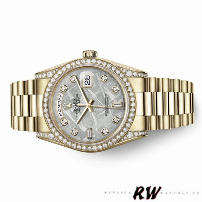 Replica Rolex Day-Date 118388 Yellow Gold Green Index Dial 36MM Unisex Watch