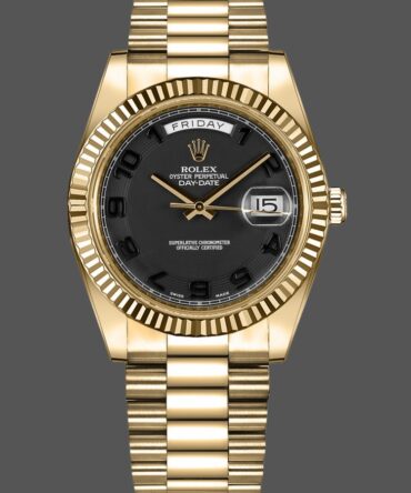 Replica Rolex Day-Date 218238 Concentric Circle Black Dial Yellow Gold 41MM Mens Watch