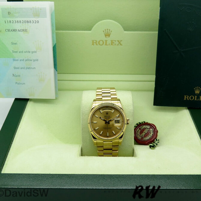 Replica Rolex Day-Date 118235 Fluted Bezel Chocolate Dial 36mm Unisex Watch