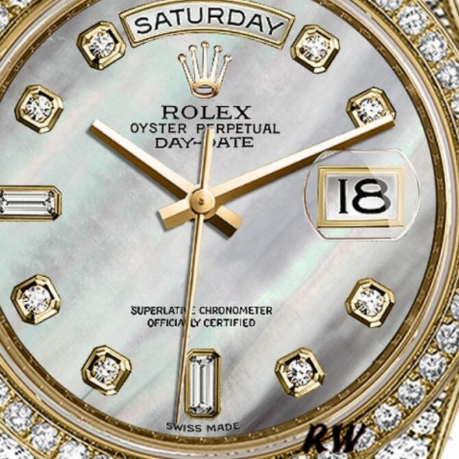 Replica Rolex Day-Date 118388 Yellow Gold Green Index Dial 36MM Unisex Watch