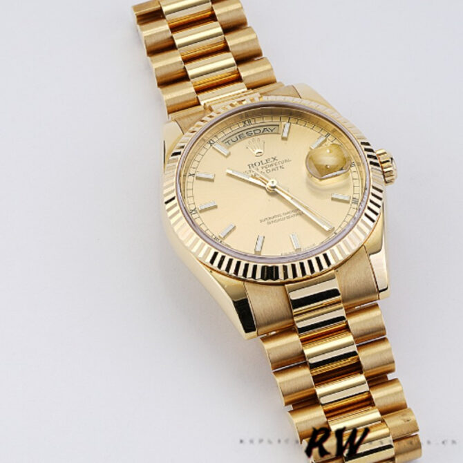 Replica Rolex Day-Date 118235 Fluted Bezel Chocolate Dial 36mm Unisex Watch