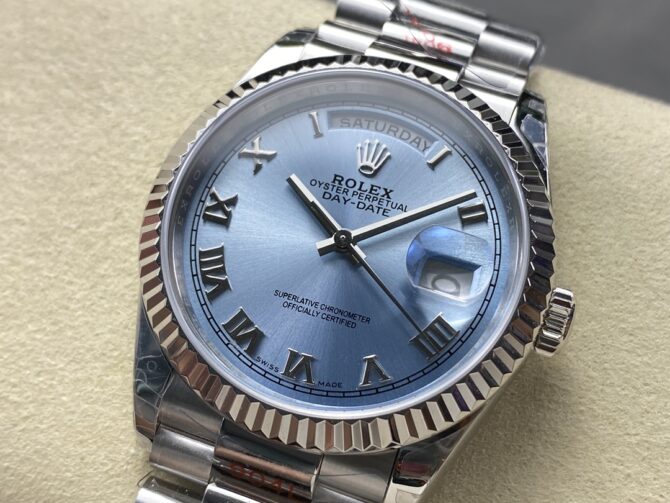 Replica Rolex Day Date 128236 0018 Ice Blue Roman Dial