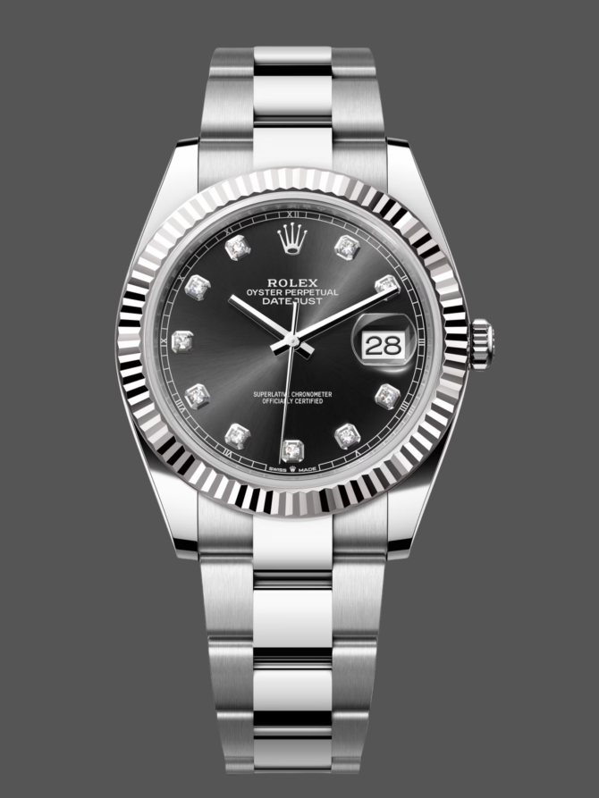 41 Fluted Bezel Black Diamond Dial 12644334 Mens Replica Watch