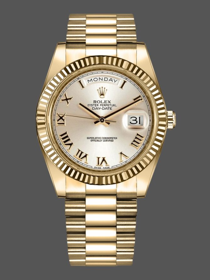 Replica Rolex Day-Date 218349 Rhodium Grey Dial 41MM Mens Watch