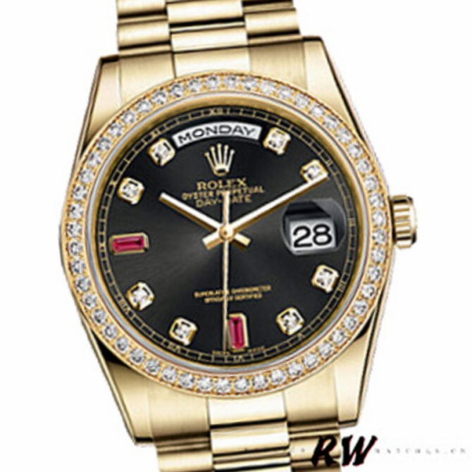 Replica Rolex Day-Date 118348 Silver Diamond Dial 36mm Unisex Watch
