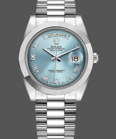 Replica Rolex Day-Date 218206 Ice Blue Roman Numeral Dial Platinum 41MM Mens Watch