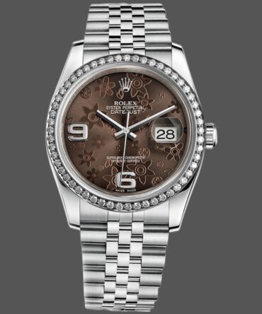 Replica Watch 44 Stainless Steel Chocolate Floral Dial 36mm Unisex