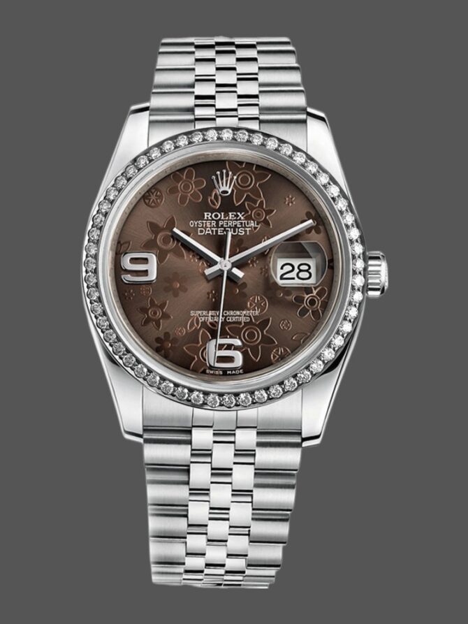 Replica Watch 44 Stainless Steel Chocolate Floral Dial 36mm Unisex