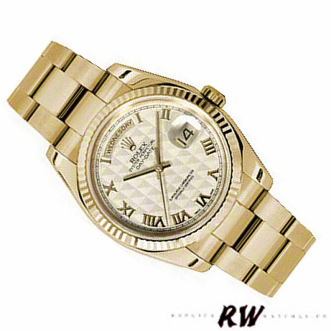 Replica Rolex Day-Date 118238 Roman Numeral Pyramid Ivory Dial 36mm Unisex Watch