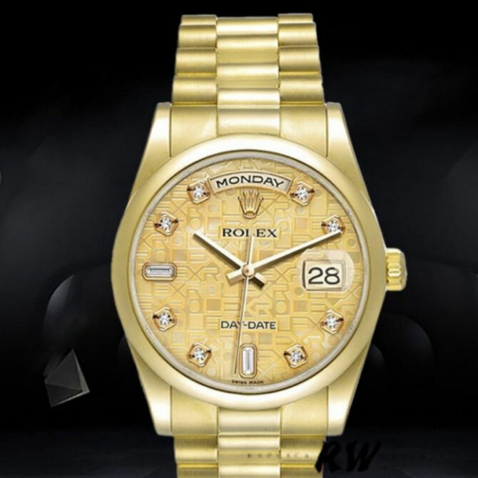 Replica Rolex Day-Date 118209 Black dial 36mm Unisex Watch