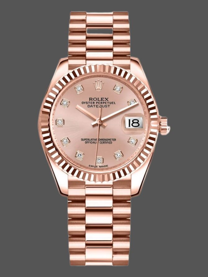 8841 Rose Gold Pink Diamond Dial 31mm Lady Replica Watch