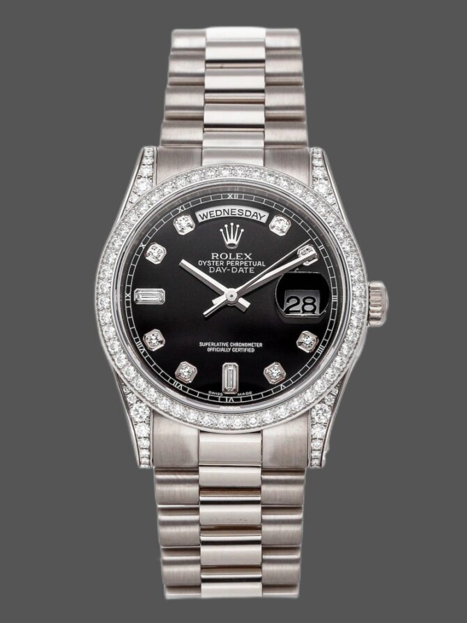 Replica Rolex Day-Date 118388 Yellow Gold Green Index Dial 36MM Unisex Watch