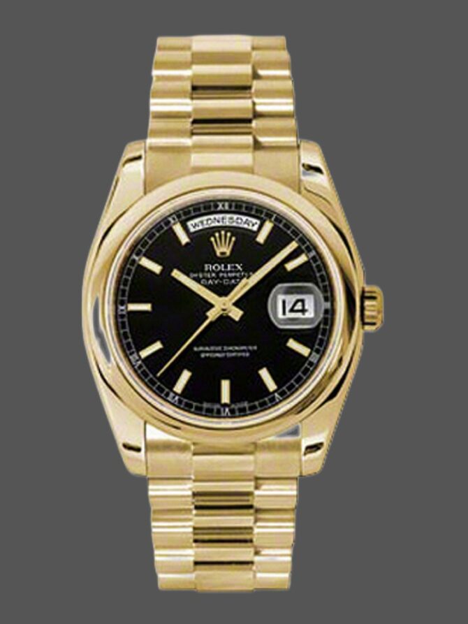 Replica Rolex Day-Date 118209 Black dial 36mm Unisex Watch