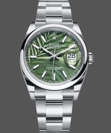 2477400 Olive Green Palm Motif Dial Stainless steel 36MM Unisex Replica Watch