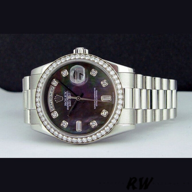 Replica Rolex Day Date 118346 Black MOP Dial Platinum 36mm Unisex Watch