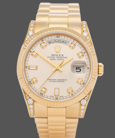 Replica Rolex Day-Date 118338 Yellow gold Silver dial 36mm Unisex Watch