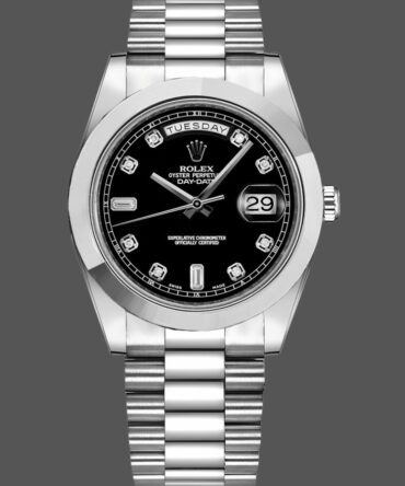 Replica Rolex Day-Date 218206 Black Diamond Dial Platinum 41MM Mens Watch