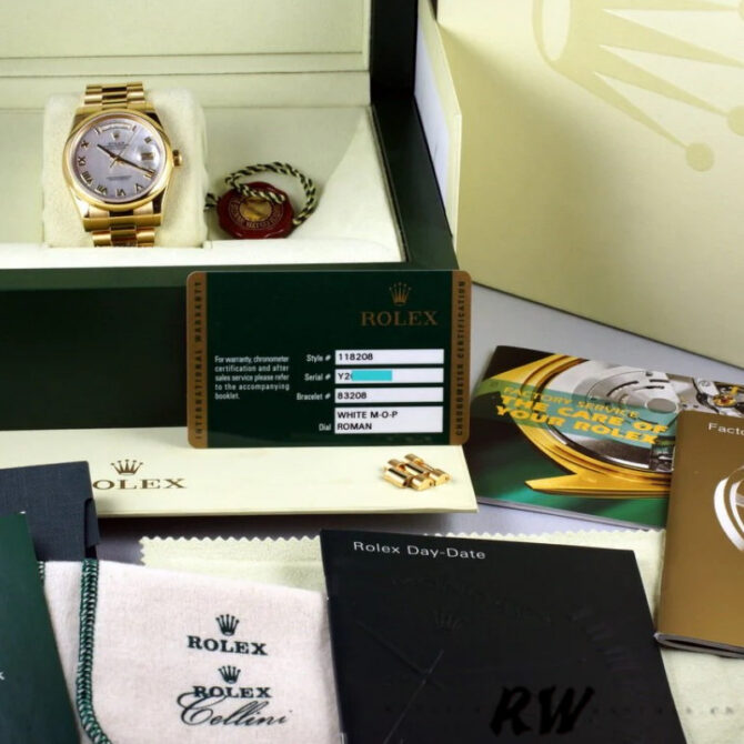 Replica Rolex Day-Date 118206 White Roman Numeral 36mm Unisex Watch