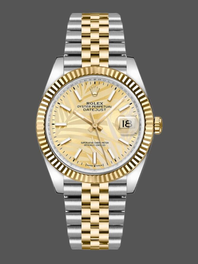 852133 Golden Palm Motif Dial Fluted Bezel 36MM Unisex Replica Watch