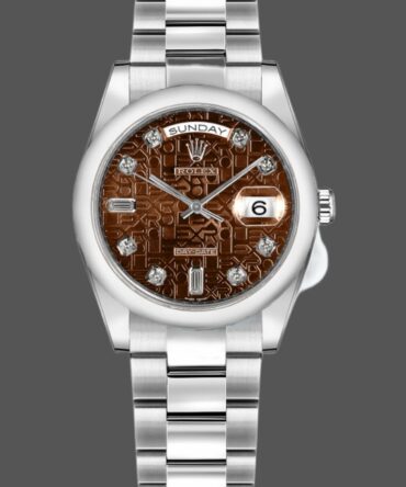 Replica Rolex Day-Date 118209 Jubilee Chocolate Brown Diamonds Dial 36mm Unisex Watch