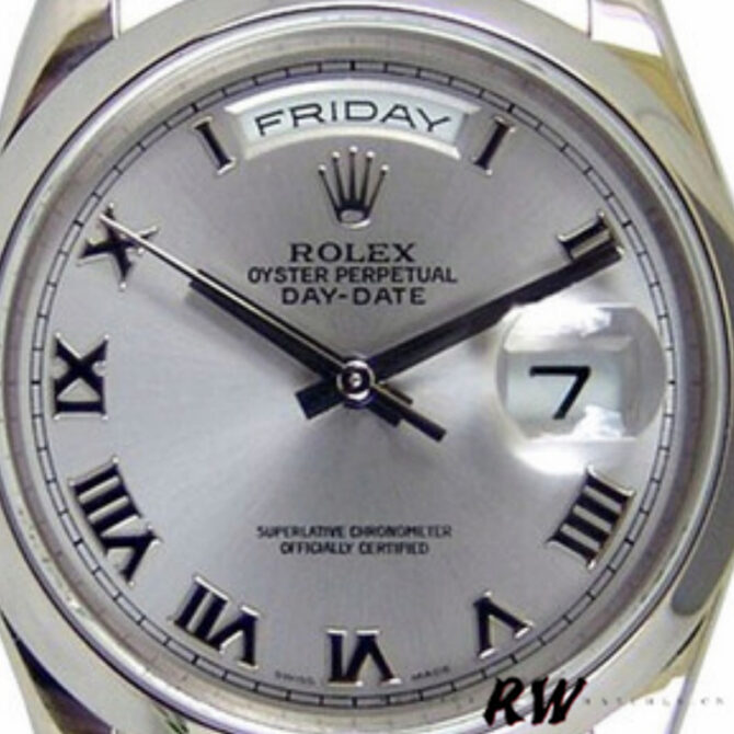 Replica Rolex Day-Date 218206 Concentric Rhodium Grey Roman Numeral Dial Platinum 41MM Mens Watch