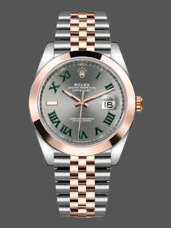 7456210301 Rose Gold Slate Grey Wimbledon Dial 41MM Mens Replica Watch