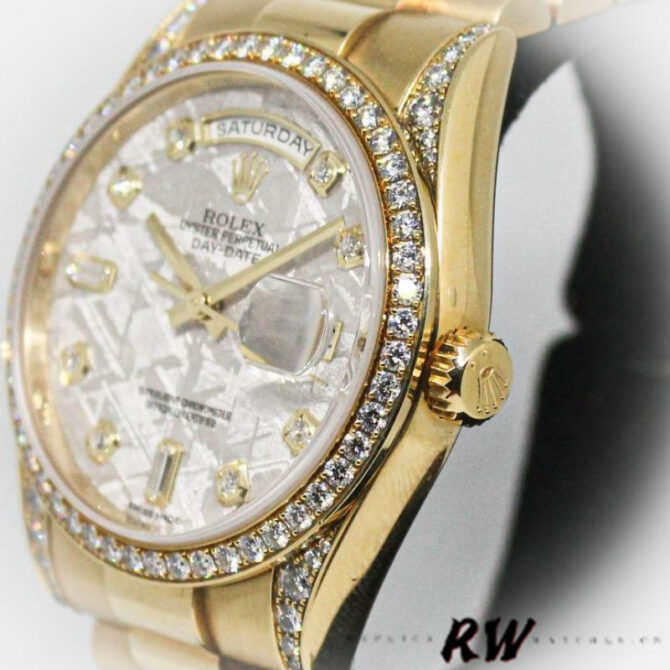 Replica Rolex Day-Date 118388 Yellow Gold Green Index Dial 36MM Unisex Watch