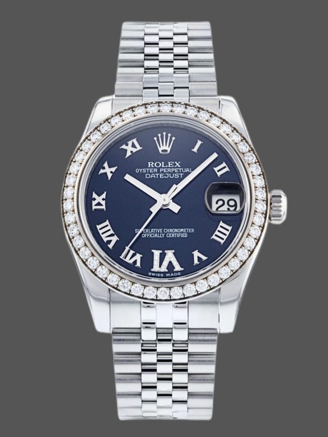 195384 Stainless Steel Blue Diamond Dial 31MM Lady Replica Watch