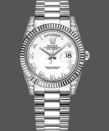 Replica Rolex Day Date 118339 White Dial Fluted Bezel 36mm Unisex Watch