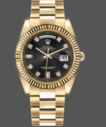 Replica Rolex Day Date 118238 Black Diamond Dial 36mm Mens Watch