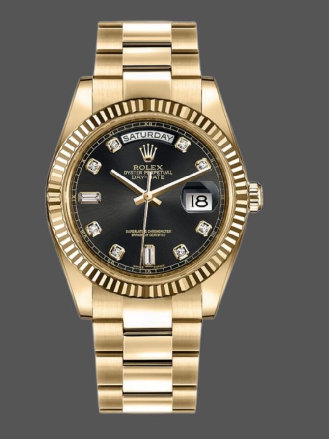Replica Rolex Day Date 118238 Black Diamond Dial 36mm Mens Watch