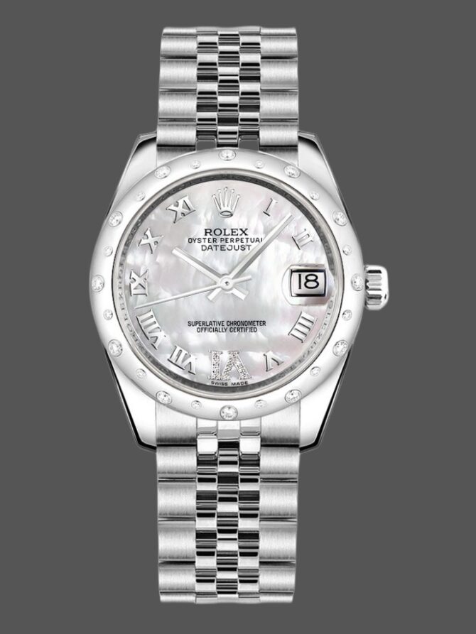 65414 Mother of Pearl White Dial Diamond 31MM Lady Replica Watch