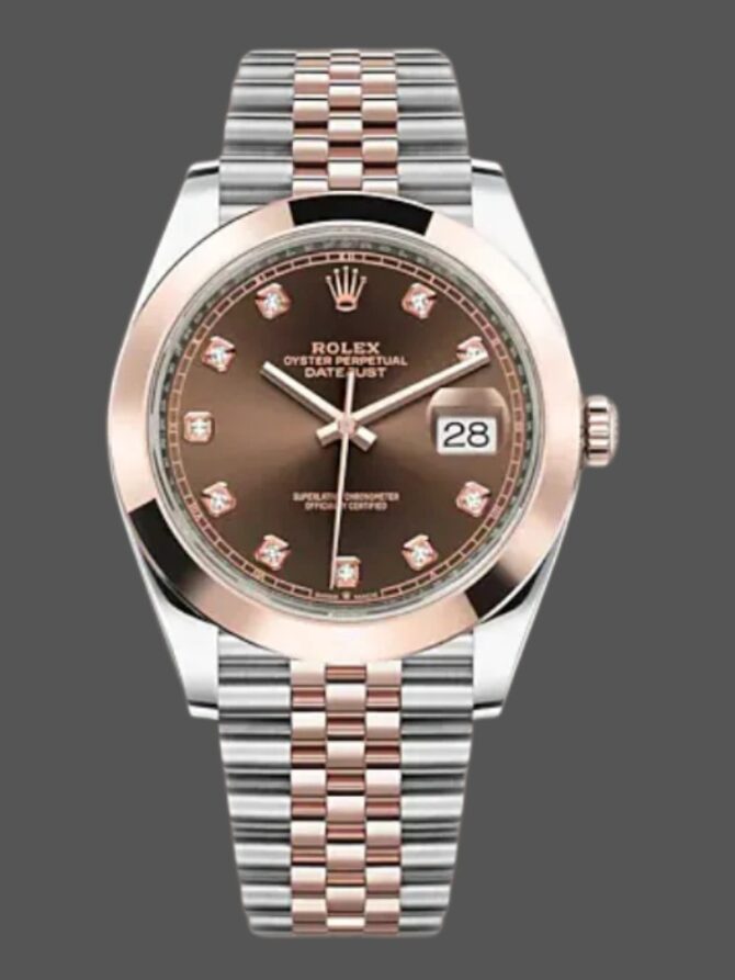 24741001 Rose Gold Chocolate Brown Diamonds Dial 41MM Mens Replica Watch