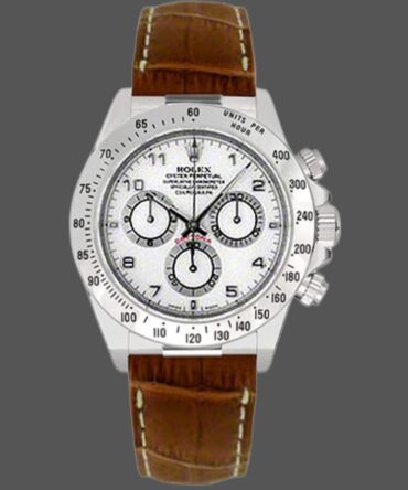 Rolex Daytona 116519 white Arabic dial brown leather strap 40mm Mens Replica Watch