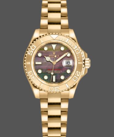 Rolex Yacht-Master 169628 Yellow Gold Black MOP Dial 29MM Lady Replica Watch