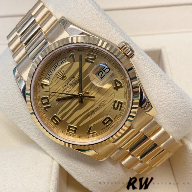 Replica Rolex Day Date 118238 Black Diamond Dial 36mm Mens Watch