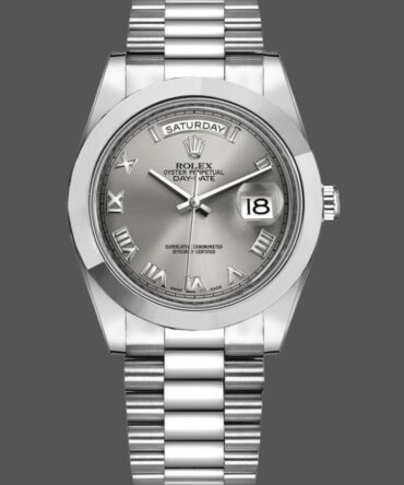 Replica Rolex Day-Date 218206 Concentric Rhodium Grey Roman Numeral Dial Platinum 41MM Mens Watch