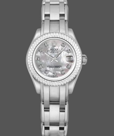 Rolex Pearlmaster 81339 White MOP Diamond Dial 34mm Lady Replica Watch