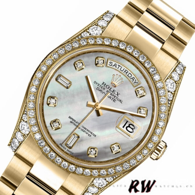 Replica Rolex Day-Date 118388 Yellow Gold Green Index Dial 36MM Unisex Watch