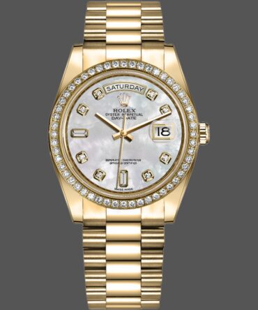 Replica Rolex Day Date 128348RBR MOP Yellow Gold 36MM Unisex Watch