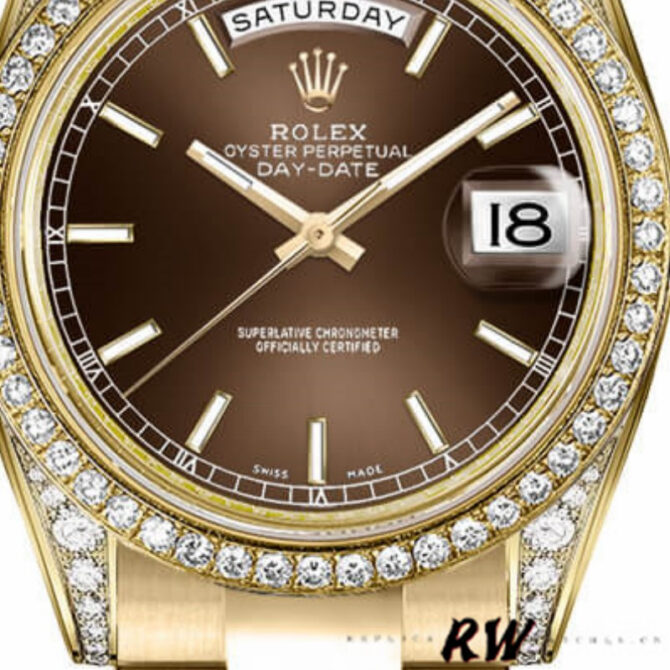 Replica Rolex Day-Date 118388 Yellow Gold Green Index Dial 36MM Unisex Watch