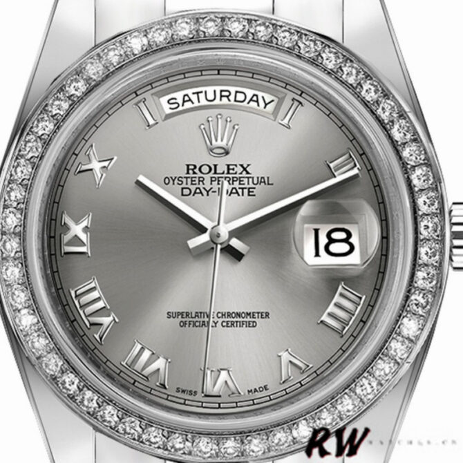 Replica Rolex Day-Date 218349 Rhodium Grey Dial 41MM Mens Watch