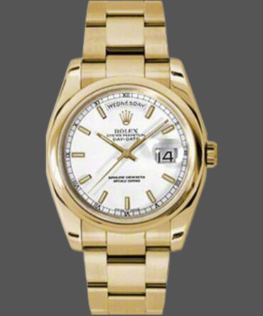 Replica Rolex Day-Date 118208 White Dial Yellow Gold 36mm Unisex Watch