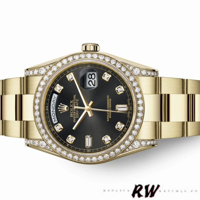 Replica Rolex Day-Date 118388 Yellow Gold Green Index Dial 36MM Unisex Watch